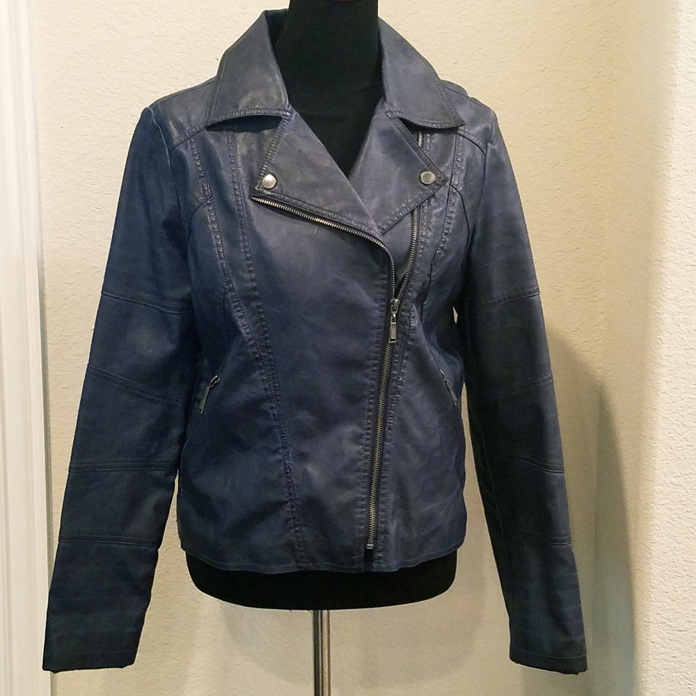 JouJou Blue Faux Leather Jacket - XL